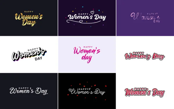 Abstract Happy Women Day Logo Love Vector Design Pink Red — Stock vektor