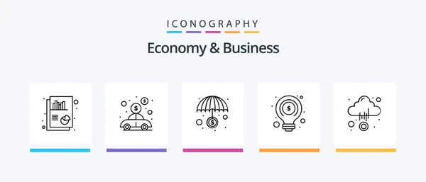Economy Business Line Icon Pack Including Idea Money Cloud Gear — Image vectorielle