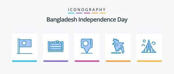 Bangladesh Independence Day Blue Icon Pack Including Construction Bangladesh Bangla — Archivo Imágenes Vectoriales