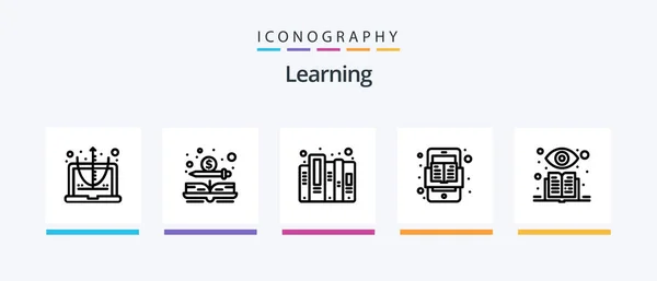 Learning Line Icon Pack Including Degree Read Learning Online Book — Vettoriale Stock