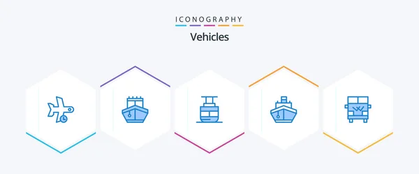 Vehicles Blue Icon Pack Including Vehicles Transport Vehicles Ship Vehicles — Stock vektor