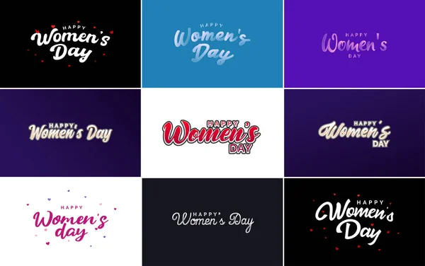 Набор Открыток Логотипом Международного Женского Дня — стоковый вектор