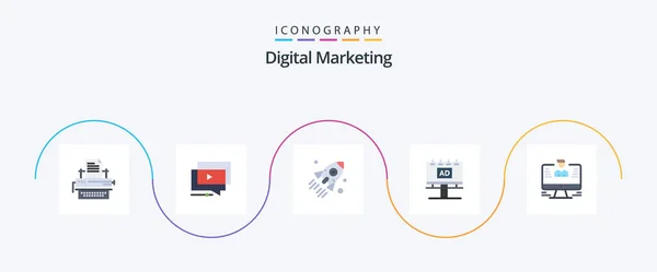 Digital Marketing Flat Icon Pack Including Banner Video Project Business — Archivo Imágenes Vectoriales
