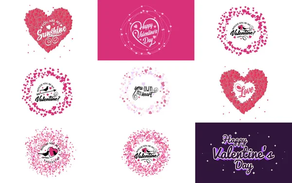 Love Word Art Design Heart Shaped Background Bokeh Effect — Vetor de Stock