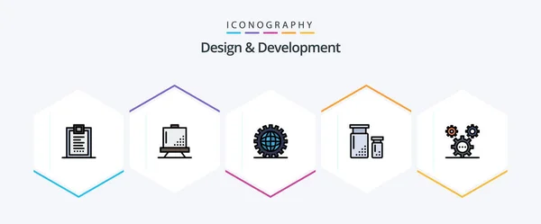 Design Development Filledline Icon Pack Including Design Coding Development Programing — Vector de stock