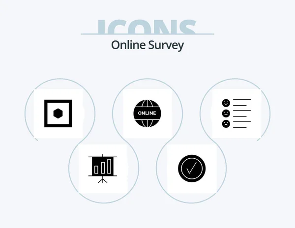 Online Survey Glyph Icon Pack Icon Design Website Online — Stok Vektör