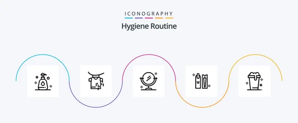 Hygiene Routine Line Icon Pack Including Cleaning Soup Clean Glass — 图库矢量图片