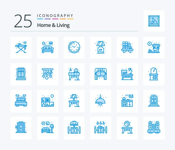 Home Living Blue Color Icon Pack Including Home Stand Sofa — Wektor stockowy