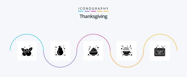 Thanksgiving Glyph Icon Pack Including Date Hot Light Cup Chocolate — Archivo Imágenes Vectoriales