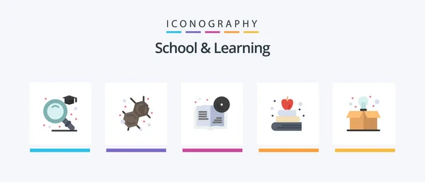 School Learning Flat Icon Pack Including Box Education Bulb Education — Stockvektor