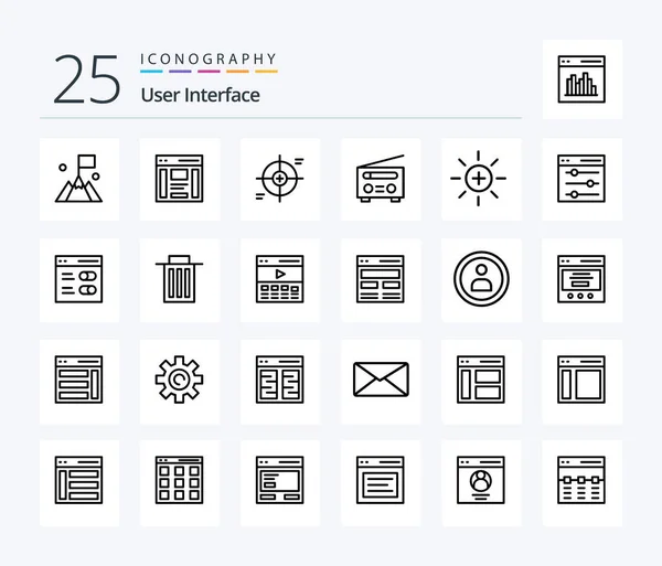 User Interface Line Icon Pack Including Radio Device Right Target — Image vectorielle