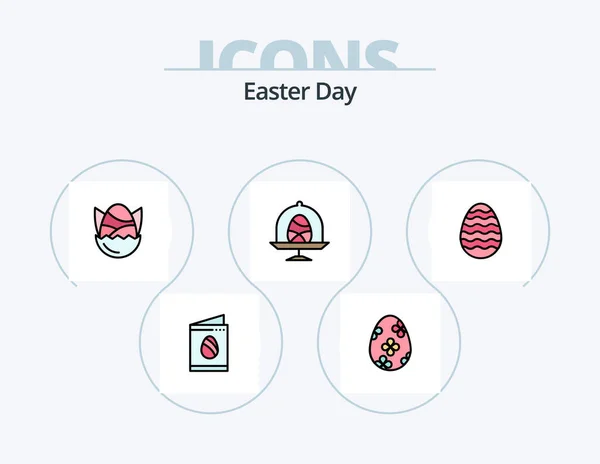 Easter Line Filled Icon Pack Icon Design Boiled Egg Nature — Stockvektor
