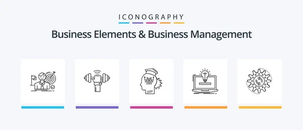 Business Elements Business Managment Line Icon Pack Including Processing Efficiency — Archivo Imágenes Vectoriales