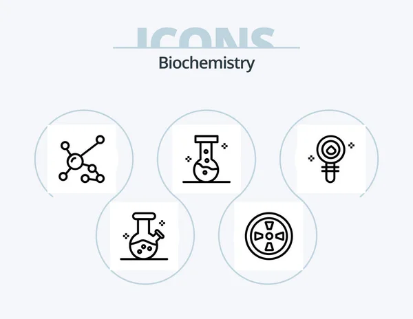 Biochemistry Line Icon Pack Icon Design Fan Petri Biochemistry Dish — Vector de stock