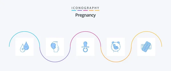 Pregnancy Blue Icon Pack Including Baby Delivery Obstetrics Kids Dummy — 图库矢量图片