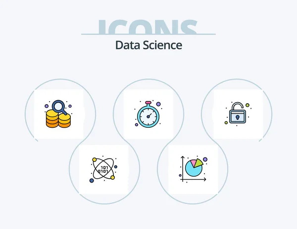 Data Science Line Filled Icon Pack Icon Design Time Analysis — Image vectorielle
