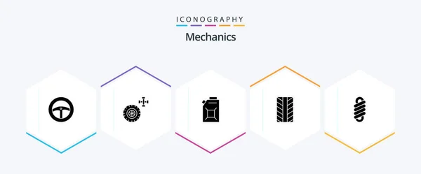 Mechanics Glyph Icon Pack Including Oil Spring — Image vectorielle