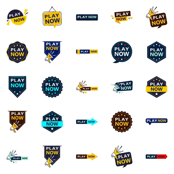 Grab Customers Attention Our Pack Play Now Banners — Vettoriale Stock