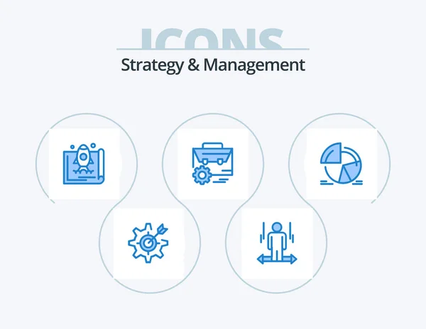 Strategy Management Blue Icon Pack Icon Design Setting Bag Left — Stockový vektor