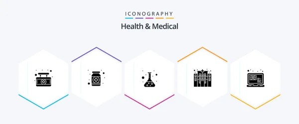 Health Medical Glyph Icon Pack Including Online Hospital Medicine Clinic — Διανυσματικό Αρχείο