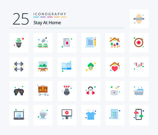 Stay Home Flat Color Icon Pack Including Stay Home People — Stockvector