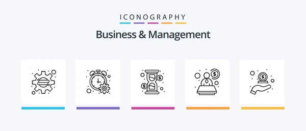 Business Management Line Icon Pack Including Paid Invoice Calendar Bill — Stockvector