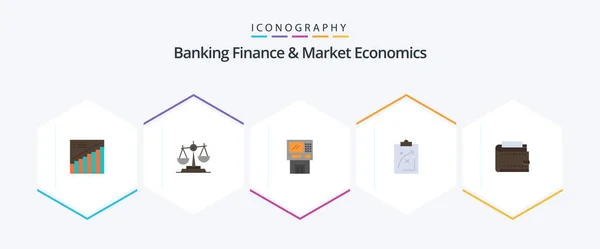 Banking Finance Market Economics Flat Icon Pack Including Dispenser Cash — Stock Vector