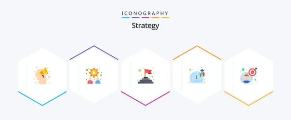 Strategy Flat Icon Pack Including Business Man Business Finish Growth — Stockový vektor