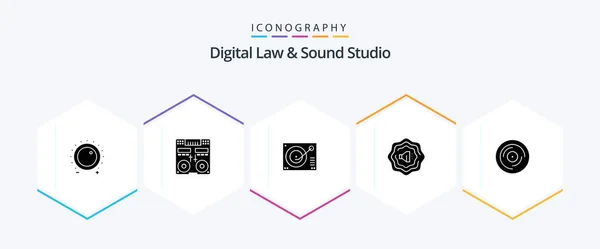 Digital Law Sound Studio Glyph Icon Pack Including Accustic Mixer — Stock Vector