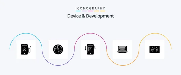 Device Development Glyph Icon Pack Including User Education Mobile Hardware — Stok Vektör