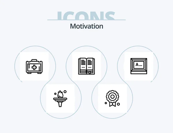 Motivation Line Icon Pack Icon Design Education Arrow Achievement Staircase — Archivo Imágenes Vectoriales