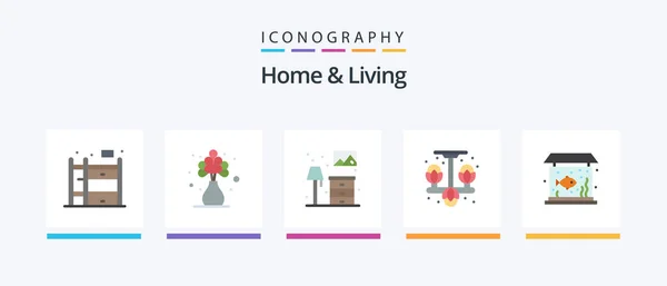 Home Living Flat Icon Pack Including Fish Home Living Hanger — Image vectorielle