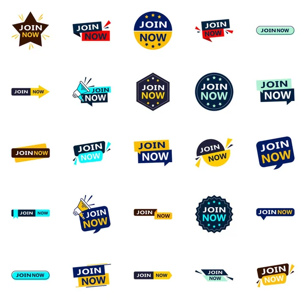 Join Now Fresh Typographic Elements Modern Membership Promotion — Stock Vector