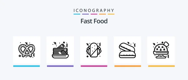Fast Food Line Icon Pack Including Junk Food Fast Food — Διανυσματικό Αρχείο