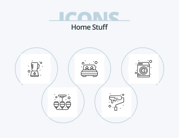 Home Stuff Line Icon Pack Icon Design Camera Coffee Machine — Stock Vector
