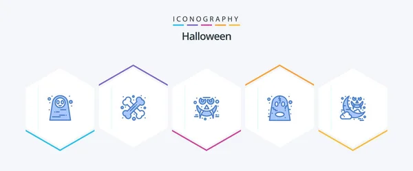 Halloween Blue Icon Pack Including Halloween Halloween Sign Ghost Smiley — Wektor stockowy