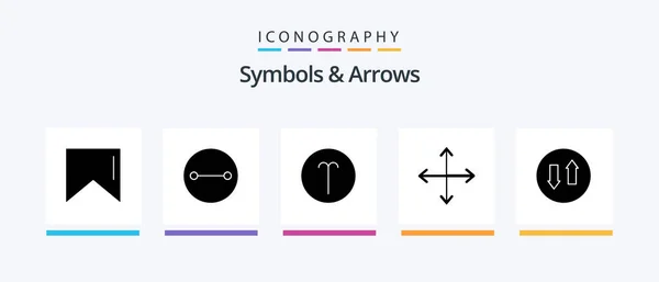 Иконы Стрелы Glyph Комплекте Стриминг Символы Вниз Противоположности Creative Icons — стоковый вектор