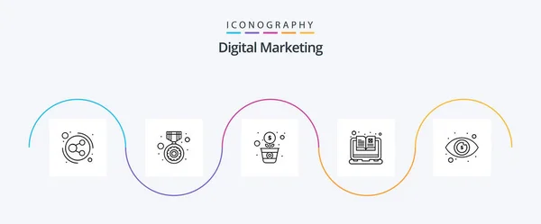 Digital Marketing Line Icon Pack Including Dollar Menu Dollar Catalogue — Stok Vektör