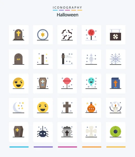 Creative Halloween Flat Icon Pack Shop Halloween Rotten Board Halloween — Stok Vektör