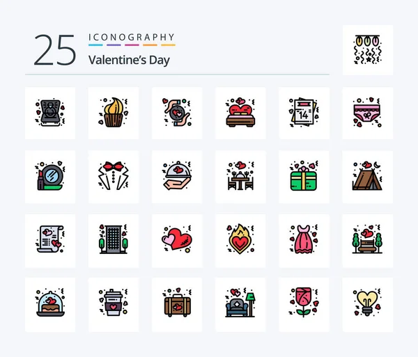 Valentines Day 25 Line Filled icon pack including heart. valentine. dessert. love. heart