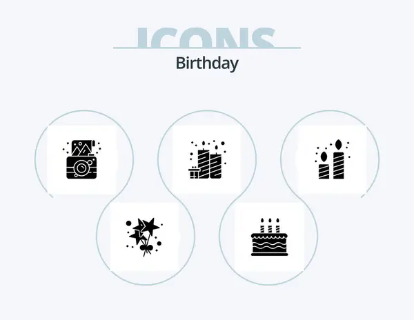 Birthday Glyph Icon Pack Icon Design Party Party Candle — Stock vektor