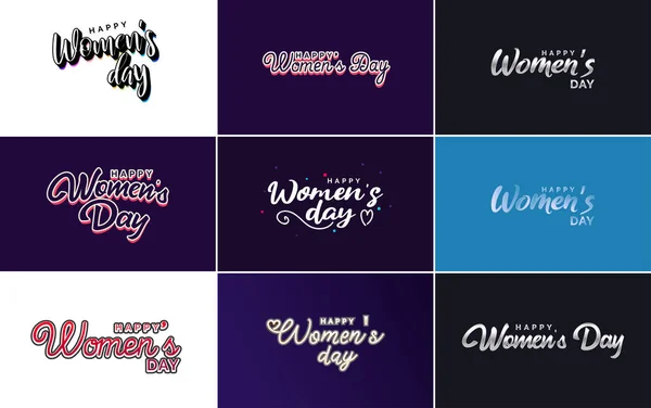 Set Happy International Woman Day Signs Emblems Vector Design Elements — Stock vektor