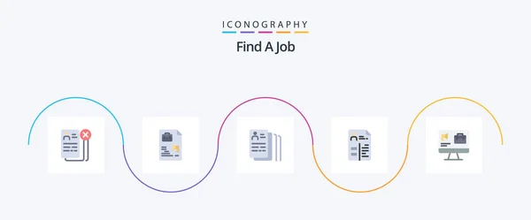 Find Job Flat Icon Pack Including Computer Job Bag Search — Vetor de Stock