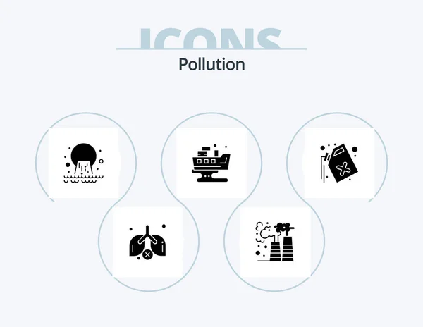 Pollution Glyph Icon Pack Icon Design Gas Waste Pollution Pollution — Stock vektor