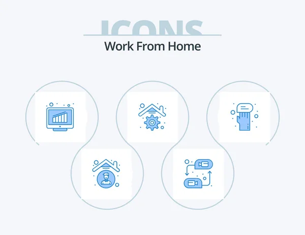 Work Home Blue Icon Pack Icon Design Management Home Web — Wektor stockowy