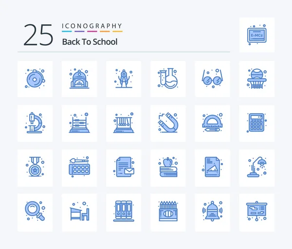 Back School Blue Color Icon Pack Including School Education School — Archivo Imágenes Vectoriales