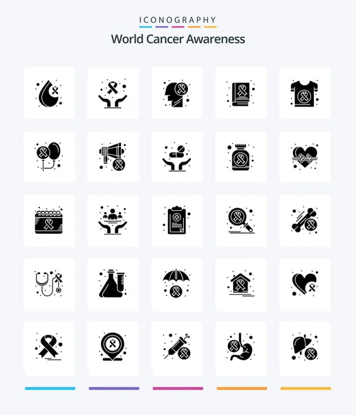 Creative World Cancer Awareness Glyph Solid Black Icon Pack Cancer — Wektor stockowy