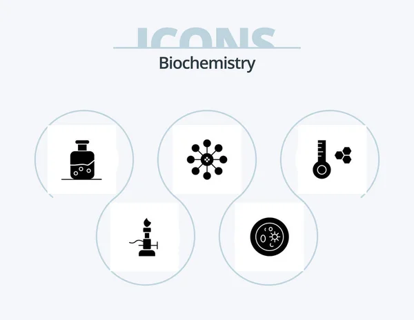 Biochemistry Glyph Icon Pack Icon Design Chemistry Biology Dish Biochemistry — Vector de stock