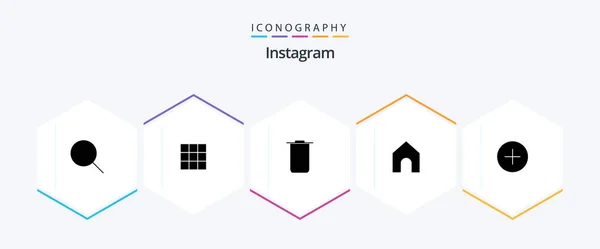 Instagramの25グリフアイコンパックが含まれます 連絡を セットだ 追加します インターフェイス — ストックベクタ