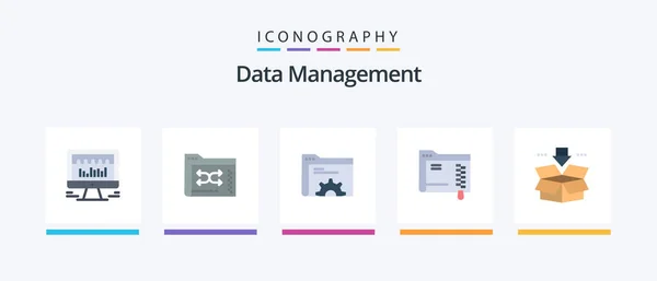 Data Management Flat Icon Pack Including Arrow Server Management Folder — Image vectorielle